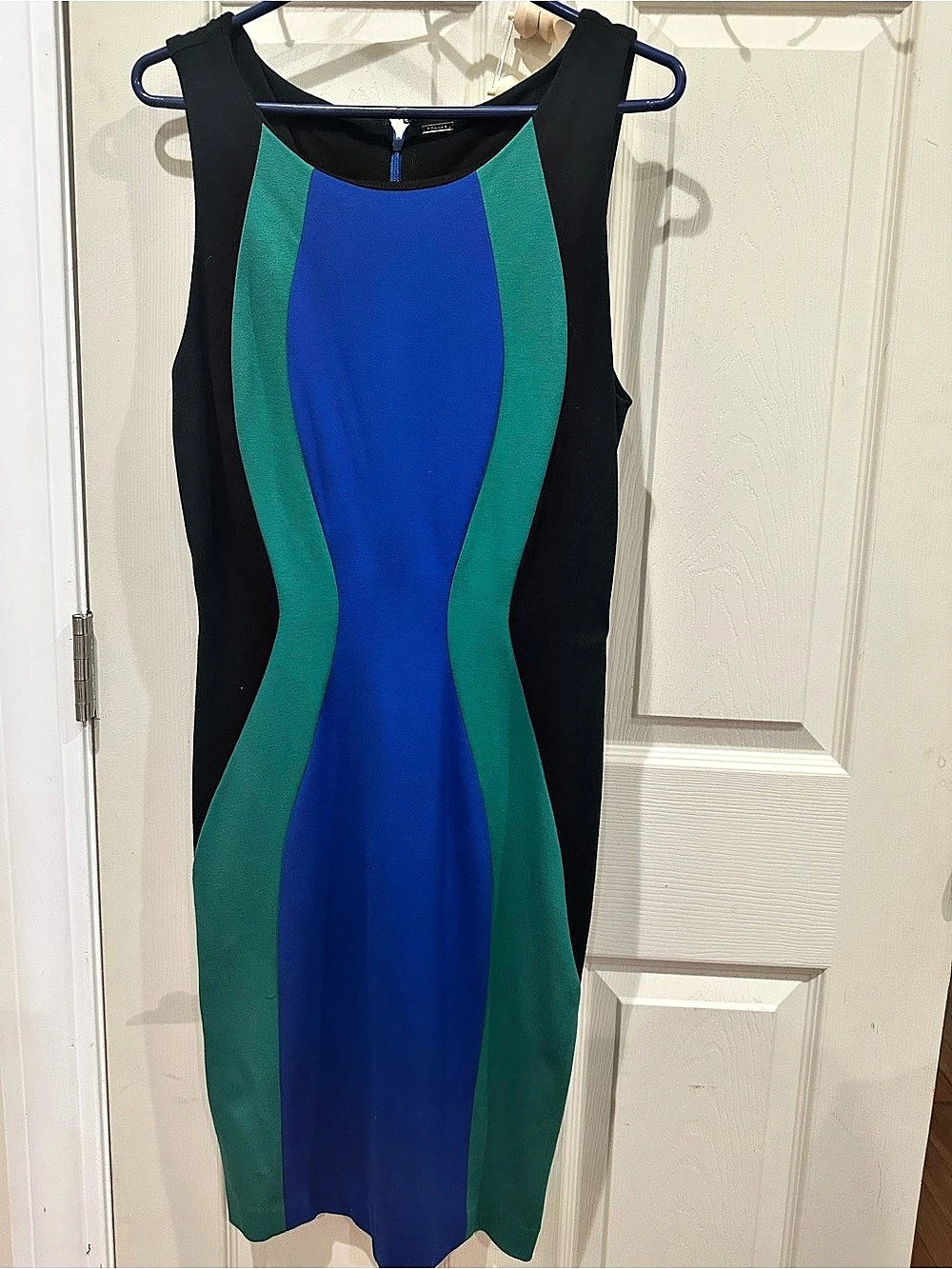 Donna Karan New York Colorblocked Boat-Neck Midi Dress Blue & Green